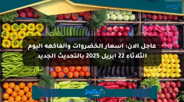 عاجل الآن: أسعار الخضروات والفاكهة اليوم الثلاثاء 22 أبريل 2025 بالتحديث الجديد